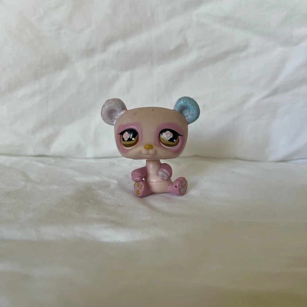 Littlest Pet Shop LPS #899 Pink Panda Bear Hasbro Toy Figure Brown Eyes